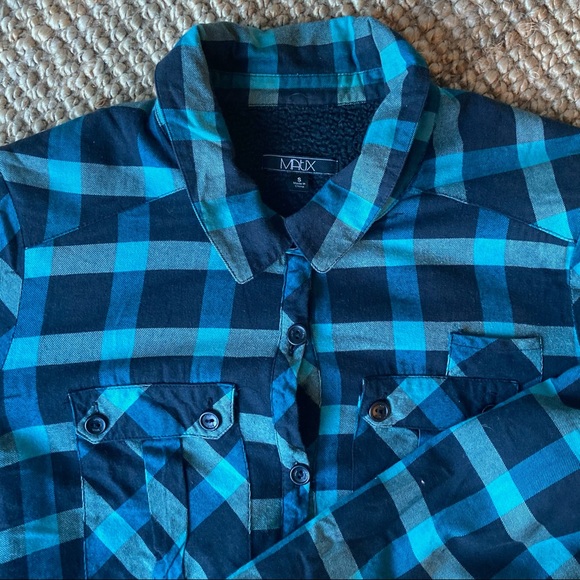 Matix Plaid Sherpa Lined Shirt/Jacket - Picture 4 of 6
